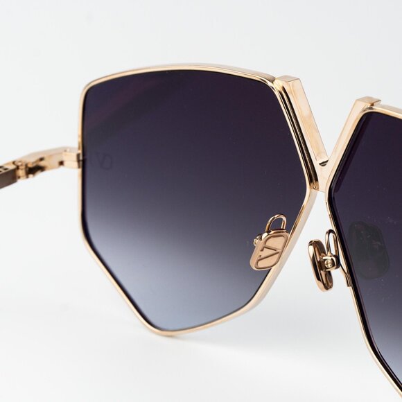 Valentino Men Sunglasses Titanium Gold Grey Oversized Aviator V - HEXAGON - Picture 7 of 16